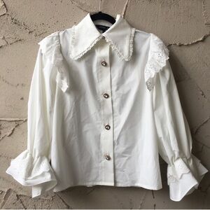 Sister Jane Button Down Shirt in white size S